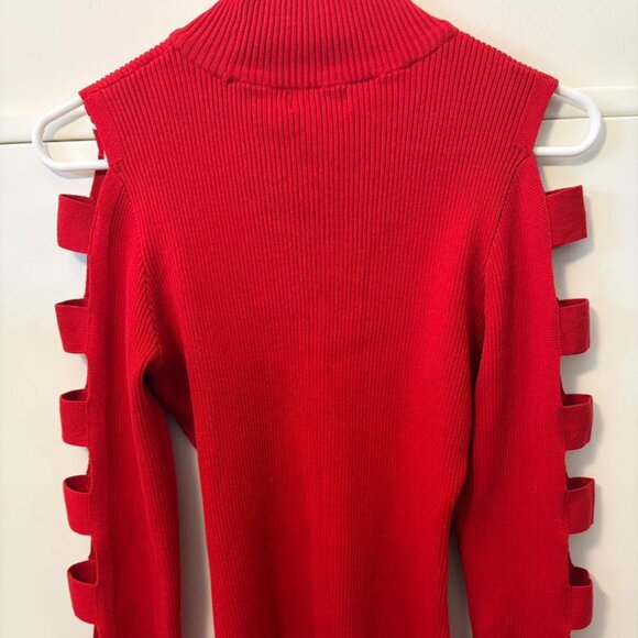 Luvlink Red Cut-Out Sleeve Ribbed Knit Sweater — Size M - Picture 3 of 5